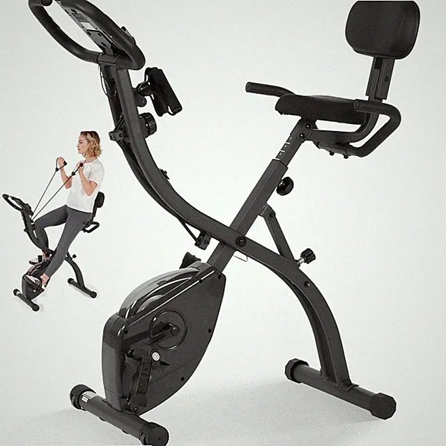 3 in 1 Exercise Bike Quiet Folding Magnetic Stationary Exercise Bikes with Arm R