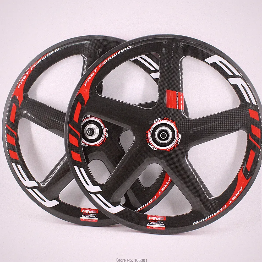700C Fixed Gear Track Road Bike Wheels Carbon Fibre 5 Spokes Bicycle Wheelset