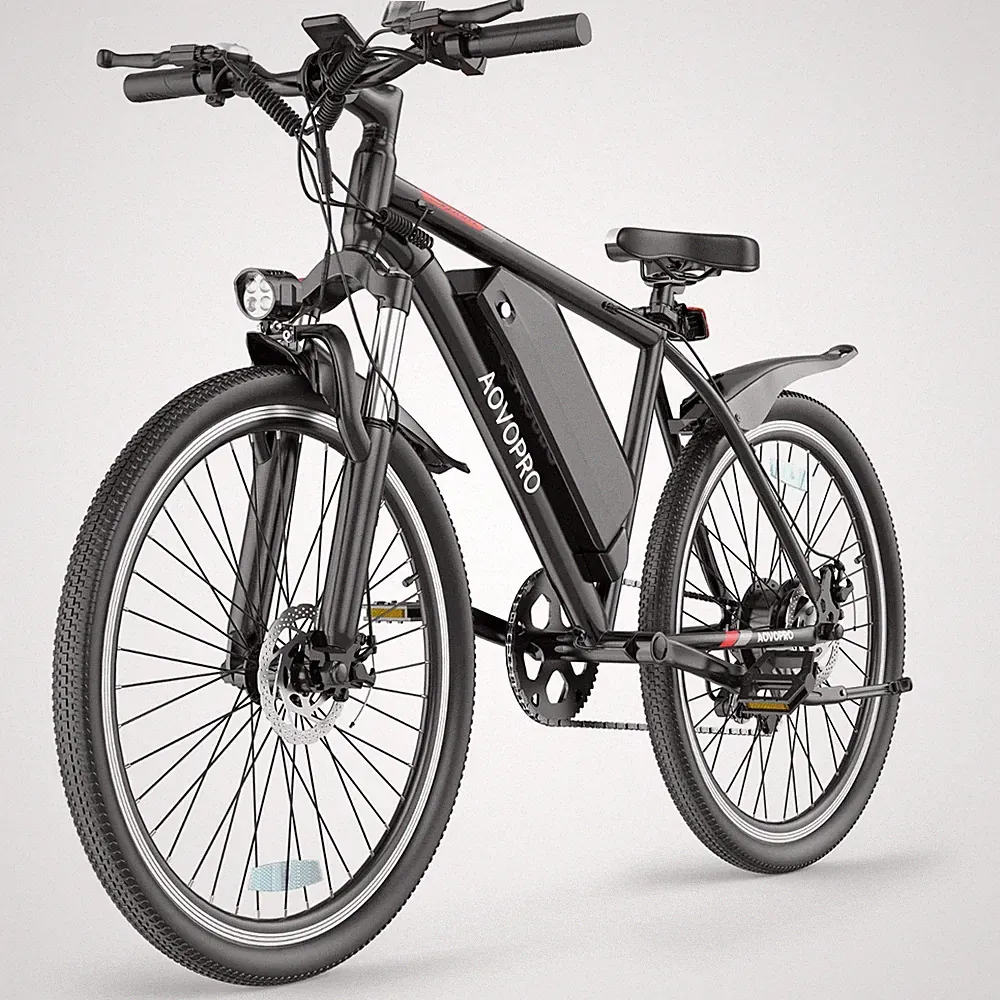 AOVOPRO 26inch Electric Mountain Bike 22MPH Commuting Electric Bicycle Adults