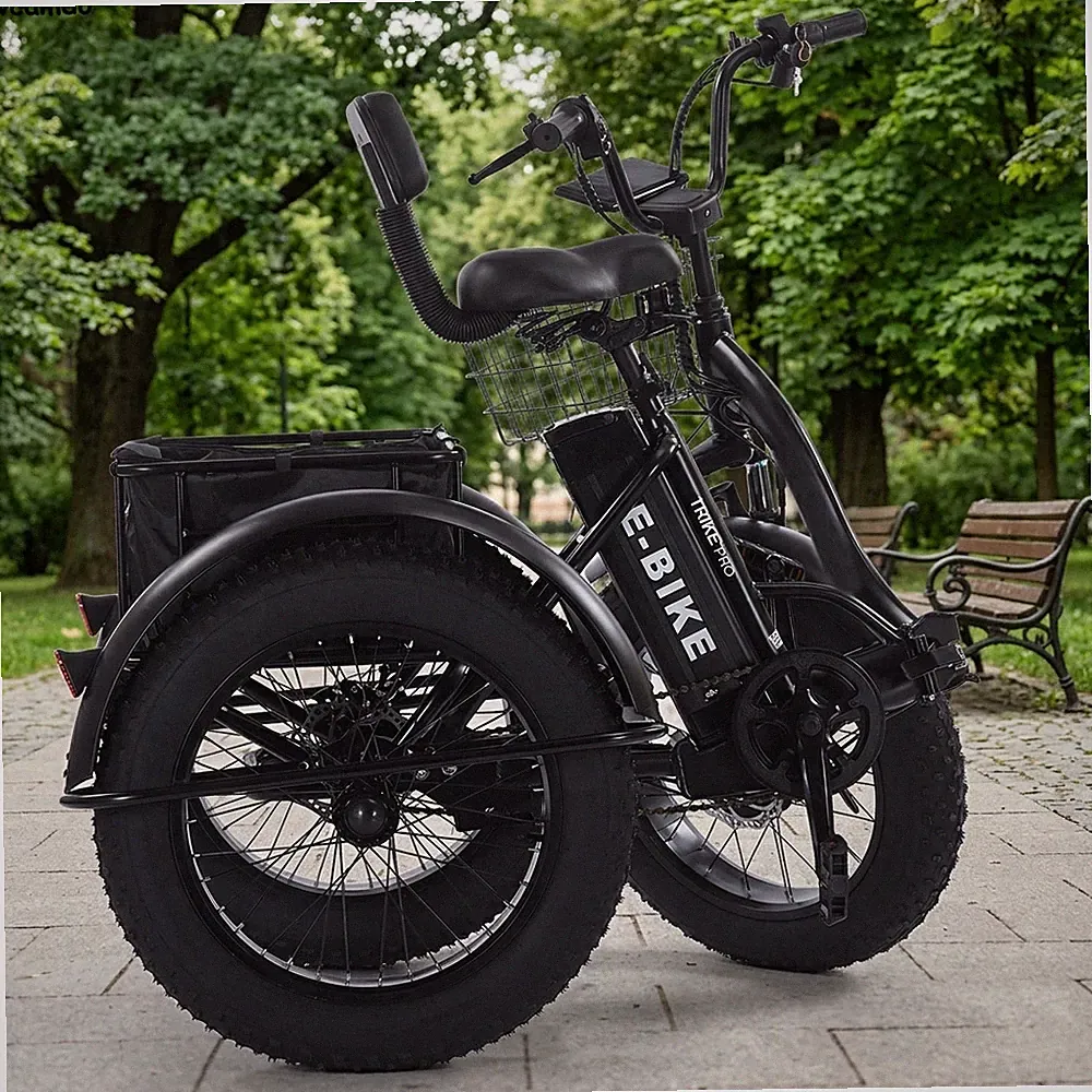 Off-road Electric Cargo Trike 20x4.0 Fat Tyre Foldable 3 Wheel E-Bike 150kg Max