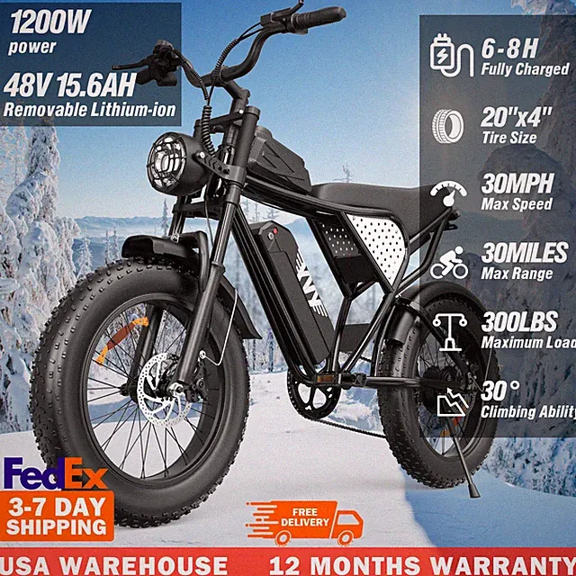 YVY 20" Electric Bike 1200W 48V 15.6Ah Adult Teen Off-road Trail Commuting ebike