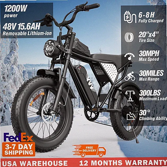 YVY 20" Fat Tire Electric Bike 1500W 48V 15.6Ah All-terrain Ebike For Adult EMTB