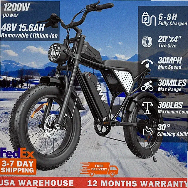 YVY 20" Fat Tire Electric Bike 1500W 48V 15.6Ah Durable ebike For Adult Ebike US